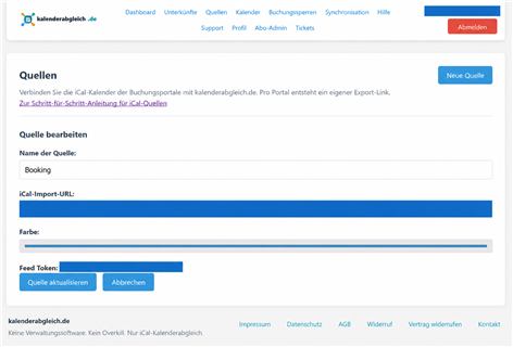 Booking.com Export-Link in kalenderabgleich.de eintragen